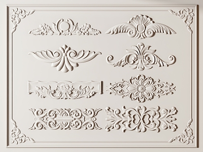 French carved plaster 3d model