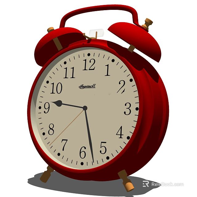 Seiko Red Alarm Clock With Bell Design White Dial And Numbers 3d model 