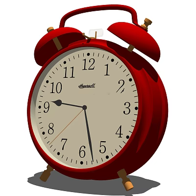 Seiko Red Alarm Clock With Bell Design White Dial And Numbers 3d model