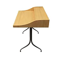 Wooden Side Table With Tilted Top And Storage Compartments Black Metal Legs Modern Design