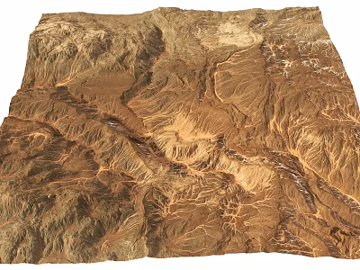 Detailed Mountainous Terrain With Rugged Erosion Patterns And 3D Topographic Features 3d model
