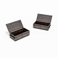 Two Open Wooden Boxes With Natural Wood Grain Texture And Hinges