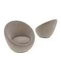 Taupe Velvet Accent Chair With Rounded Egg Shape For Modern Living Room
