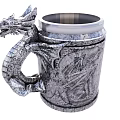 Winged Dragon Themed Mug With Intricate Carved Handle And Textured Body Design