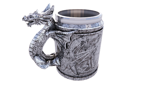 Chinese Cup Metal Dragon Sculpture Cup 3d model