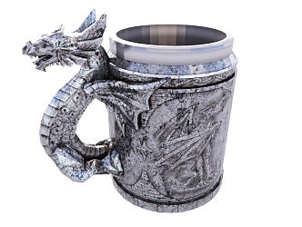 Chinese Cup Metal Dragon Sculpture Cup 3d model