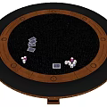 Round Game Table Amusement Equipment With Black Surface Brown Edge And Wooden Legs