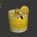 Refreshing Yellow Drink in Glass with Lemon Slice and Cherry Garnish