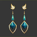 Elegant Butterfly Design Earrings with Gold Frame and Blue Teardrop Rhombus Gemstones