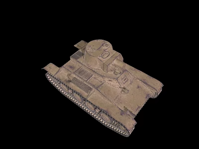 Military Tank Model With Tracks Turret And Sand Color On Black Background 3d model