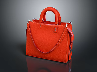 Orange Leather Handbag With Stylish Design Top Handle And Adjustable Shoulder Strap 3d model