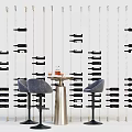 Elegant Luxury Wine Cabinet With Glass Doors Metal Frame And Bar Stools