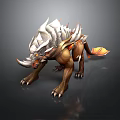 Mythical Armored Beast With White Spiked Armor And Orange Tail Details