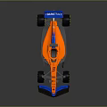 Orange And Blue Formula 1 Racing Car With Aerodynamic Design And Black Tires