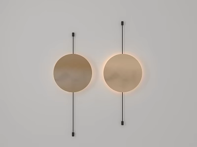 Modern Round Wall Lamps With Beige Shade And Black Frame Emitting Warm Light 3d model