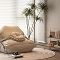 Cream Lazy Sofa Side Radiator 3d model