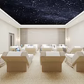 Luxury Cinema Interior With Starry Sky Ceiling Comfortable Seating And Ambient Lighting 3d model