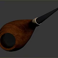 Classic Red Wooden Smoking Pipe With Black Mouthpiece And Golden Connector