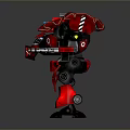 Red Mechanical Battle Robot With Sci Fi Armor And Weapon Equipped Limbs