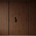 Modern Dark Brown Wooden Security Door With Smart Lock And Durable Design