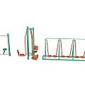 Outdoor Sports Equipment Collection Featuring Green Frames And Orange Seats For Fitness