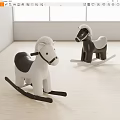 Building Block Rocking Horses White And Black Design For Children Playroom Interior