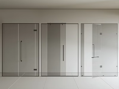 Modern Bathroom Shower Doors With Clear Glass And Different Design Styles 3d model
