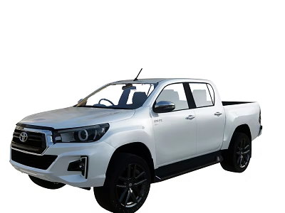 Toyota White Pickup Truck with Double Cab and Black Wheels Modern Exterior 3d model