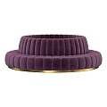 Purple Velvet Sectional Sofa With Modern Design And Gold Trim Details