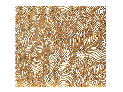 Golden Room Divider With Intricate Laser Cut Leaf Pattern For Home Decor 3d model