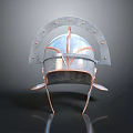 Ancient Roman Weapon Helmet with Metal Construction Copper Accents Riveted Design and Cheek Guards
