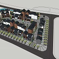 Modern Commercial Street With Buildings Greenery Shop Fronts And Pedestrian Areas