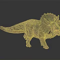Green Triceratops Dinosaur Model With Textured Skin Open Mouth And Yellow Eyes