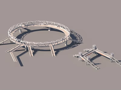 Modern Circular Steel Bridge Structure With Support Frames And Architectural Design 3d model