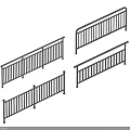 Metal Railings Featuring Vertical Bars And Various Structural Designs For Outdoor Applications 3d model