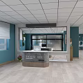 Bridal Couture Wedding Dress Shop With Blue Walls Reception Desk White Ceiling And Wooden Floor