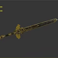 Ornate Decorative Sword With Golden Hilt Gemstone Accents And Engraved Blade Design 3d model