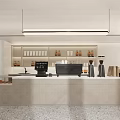 Modern Café Interior Design Featuring Counter Coffee Machines Baked Goods Display And Shelves