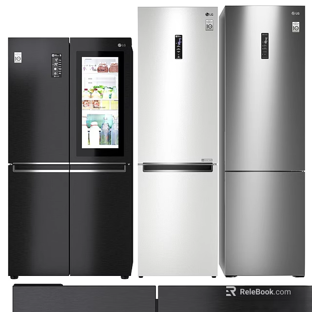 Sleek Modern Kitchen Appliances With Black White Silver Refrigerators And Stylish Design 3d model 