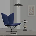 Stylish Contemporary Lounge Sofa Set with Purple Accent Chair Round Table and Decorative Painting