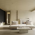 Modern Living Room Interior With White Sofa Wooden Coffee Table And Minimalist Design