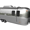 Silver Metallic Functional Travel Trailer With Streamlined Exterior And Multiple Windows 3d model