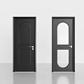 Two Black Hinged Doors with Glass Panel and Arch Design for Modern Home Interior