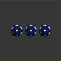 Three Blue Snowflake Ornaments With Gold Hooks For Christmas Decoration