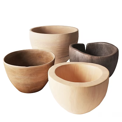Set of Handmade Wooden Bowls Featuring Varied Wood Colors And Shapes 3d model Set of Handmade Wooden Bowls Featuring Varied Wood Colors And Shapes 3d model