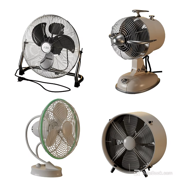 Assorted Air Cooler Fan Designs Including Retro And Modern Styles For Home Use 3d model 