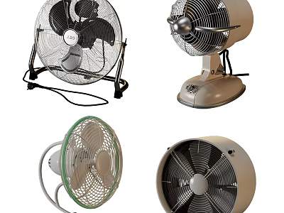 Assorted Air Cooler Fan Designs Including Retro And Modern Styles For Home Use 3d model