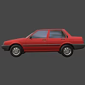 Red Classic Sedan With Sleek Body Design And Black Wheels On Dark Background