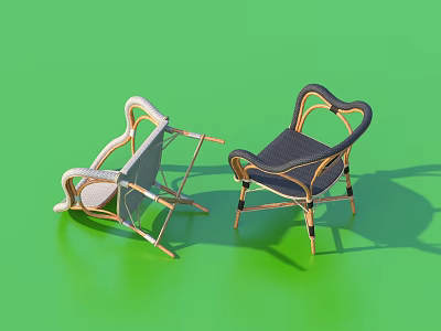 Elegant Leisure Chairs With Curved Armrests Woven Seats And Two Stylish Designs 3d model