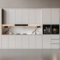 Modern Kitchen Sideboard Design With White Cabinets Marble Countertop And Integrated Appliances